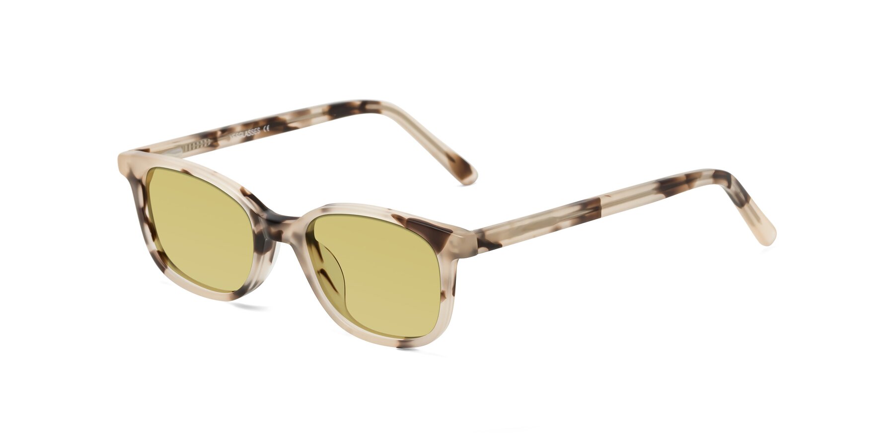 Angle of Jee in Ivory Tortoise with Medium Champagne Tinted Lenses
