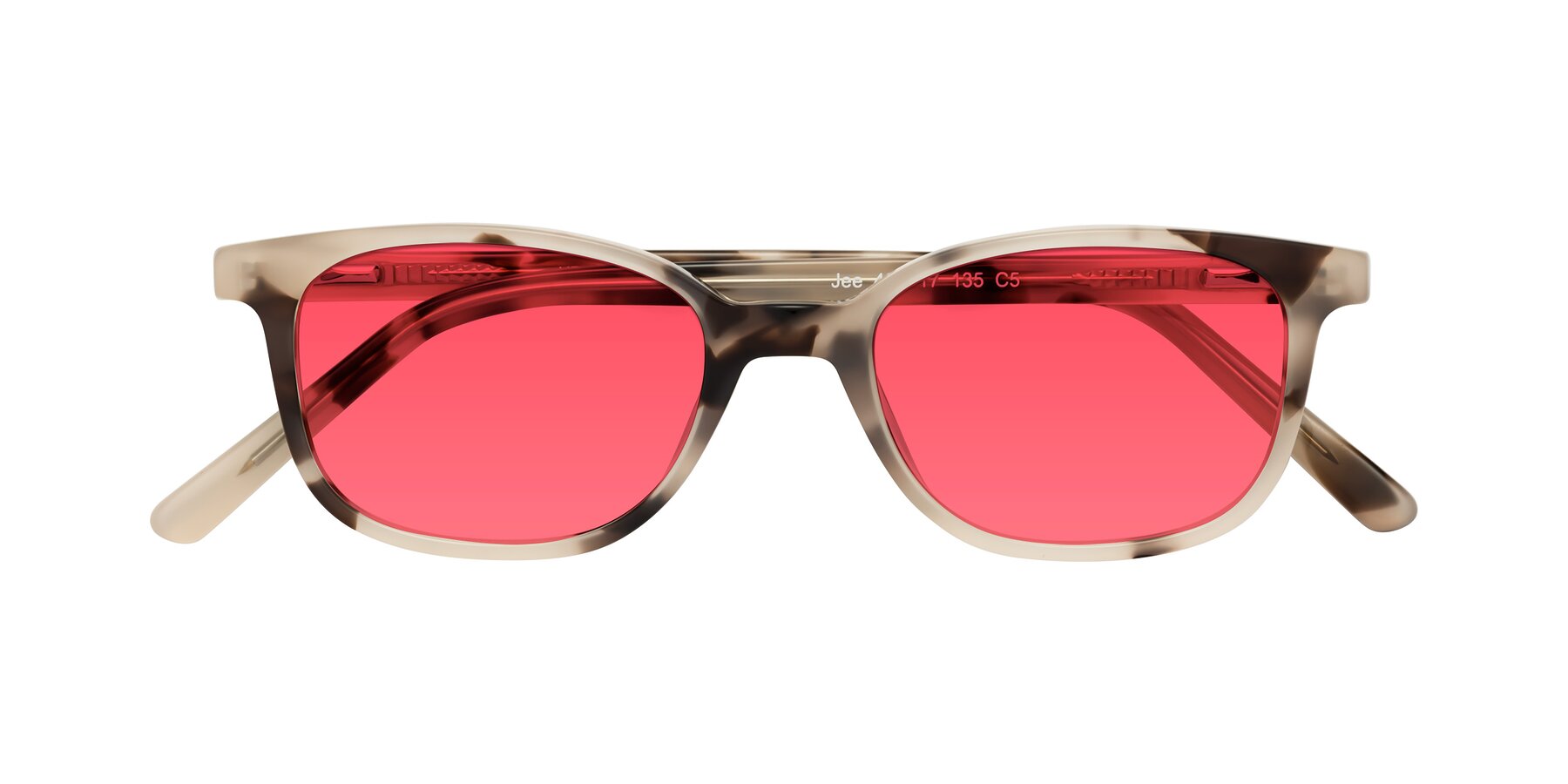 Folded Front of Jee in Ivory Tortoise with Red Tinted Lenses