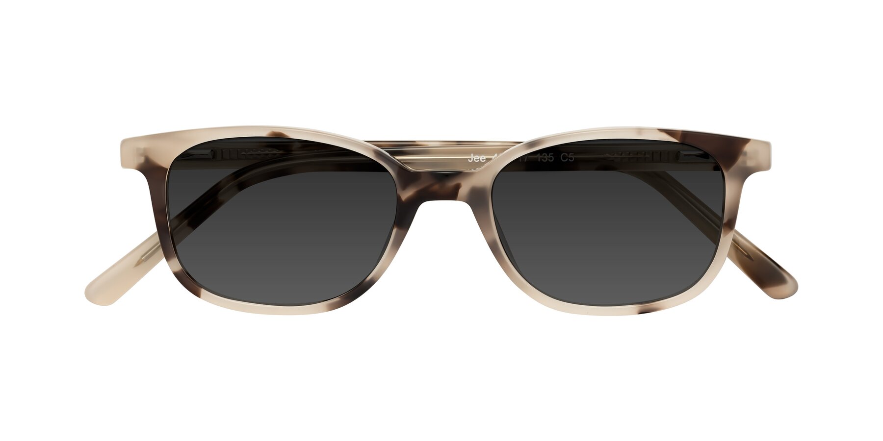 Folded Front of Jee in Ivory Tortoise with Gray Tinted Lenses