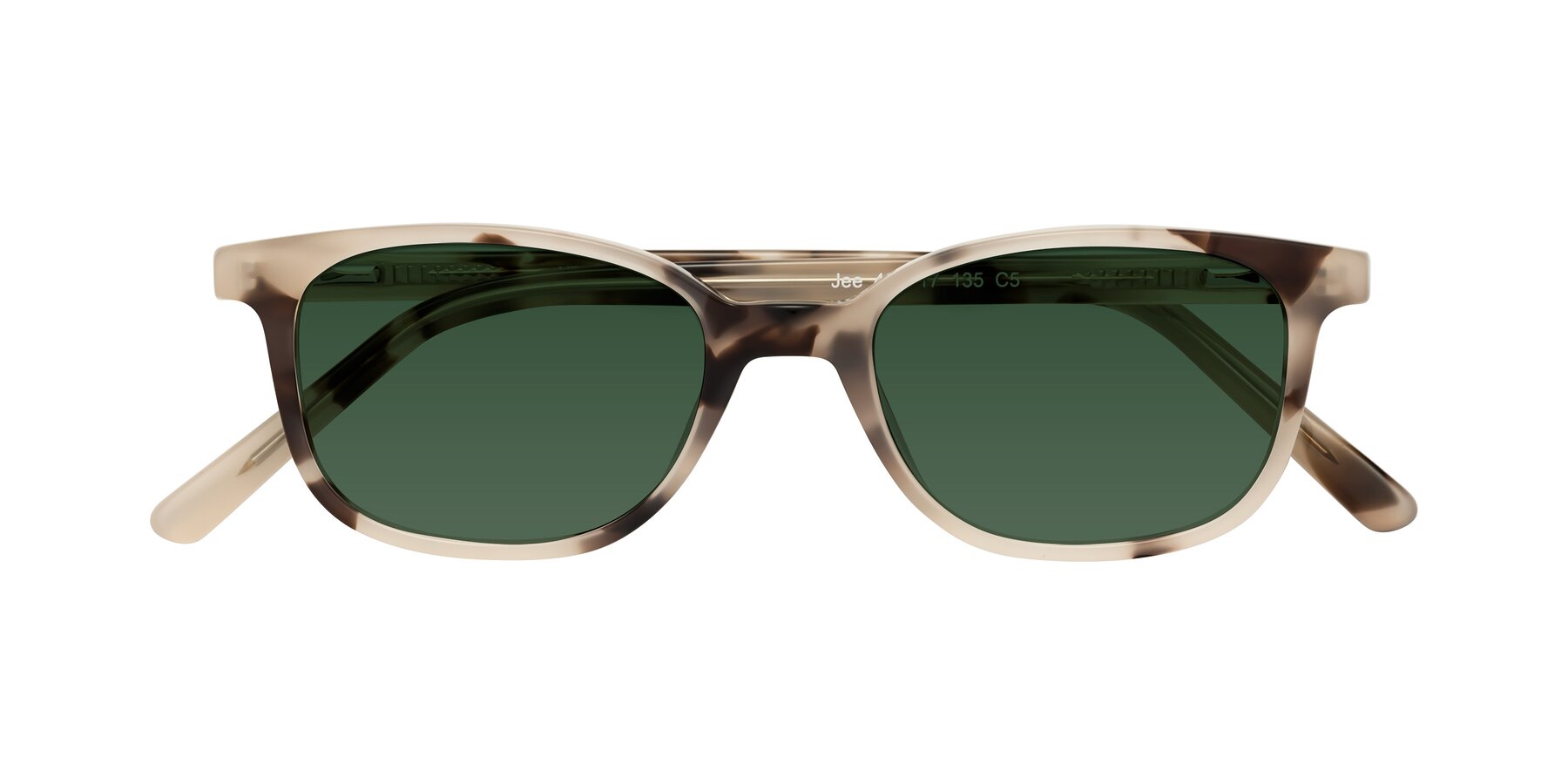 Folded Front of Jee in Ivory Tortoise with Green Tinted Lenses