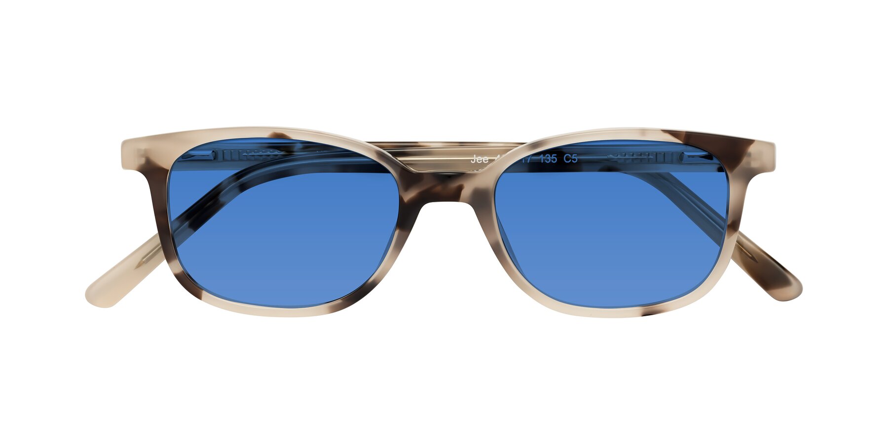 Folded Front of Jee in Ivory Tortoise with Blue Tinted Lenses