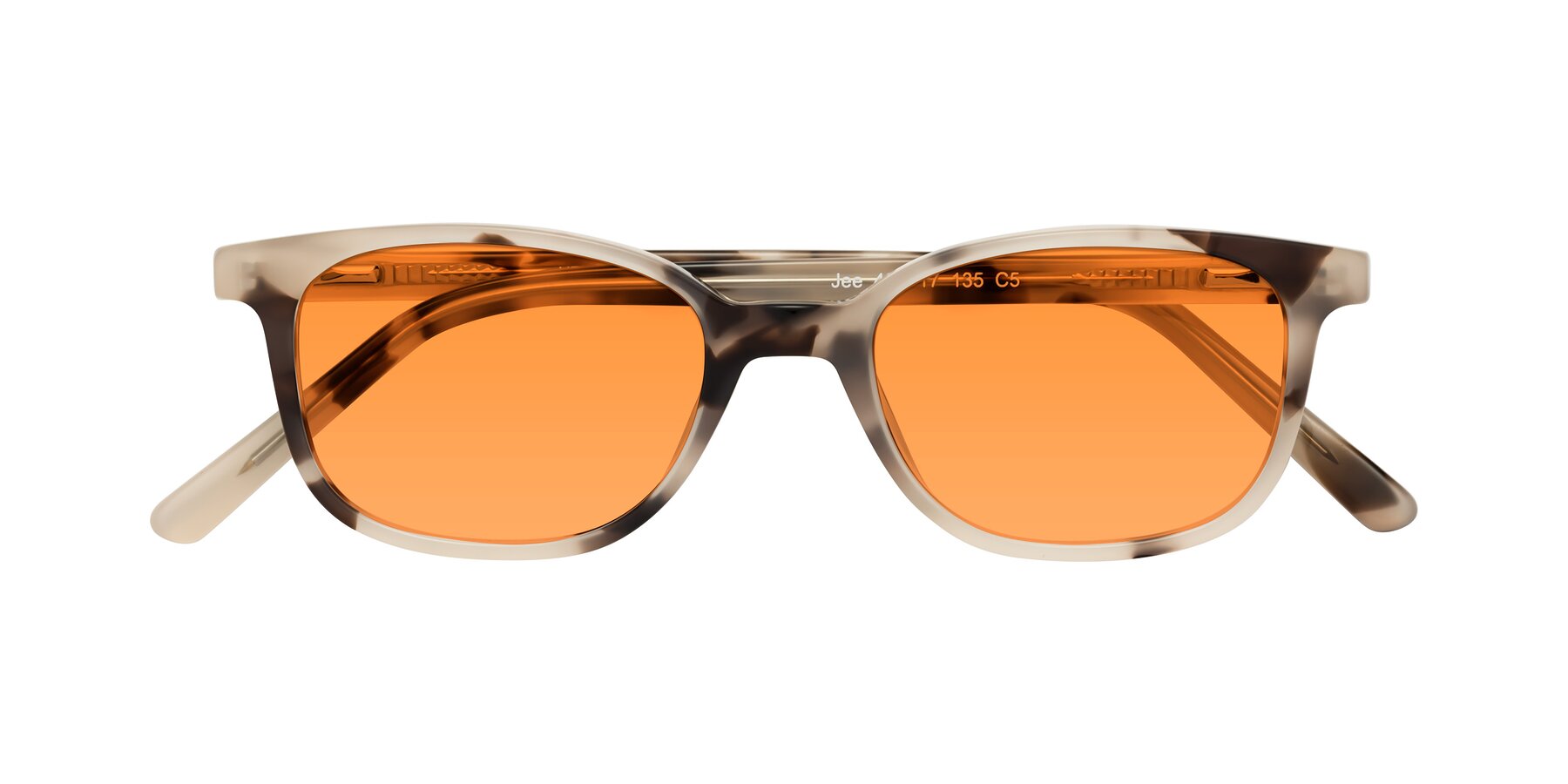 Folded Front of Jee in Ivory Tortoise with Orange Tinted Lenses