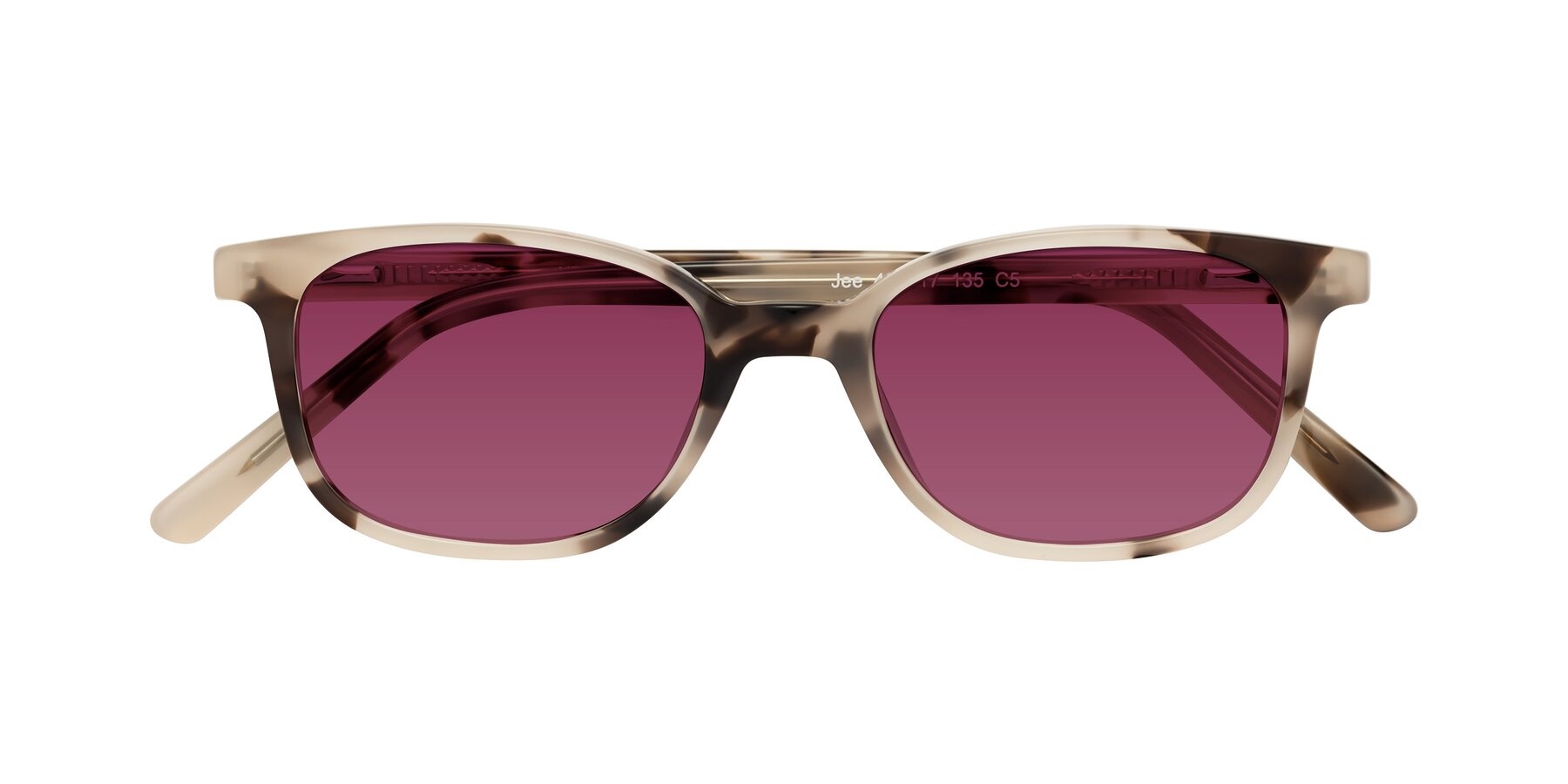 Folded Front of Jee in Ivory Tortoise with Wine Tinted Lenses