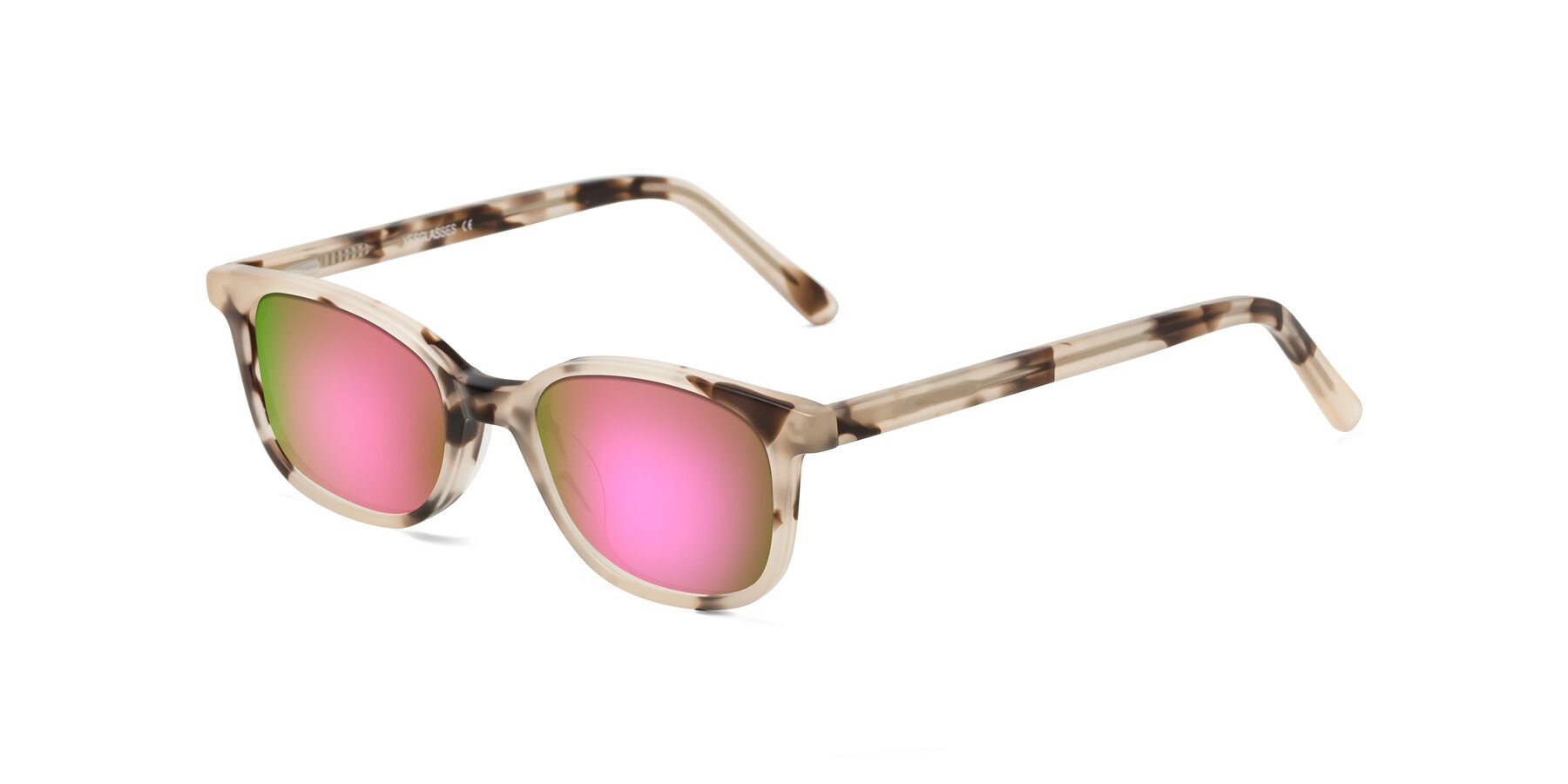 Angle of Jee in Ivory Tortoise with Pink Mirrored Lenses