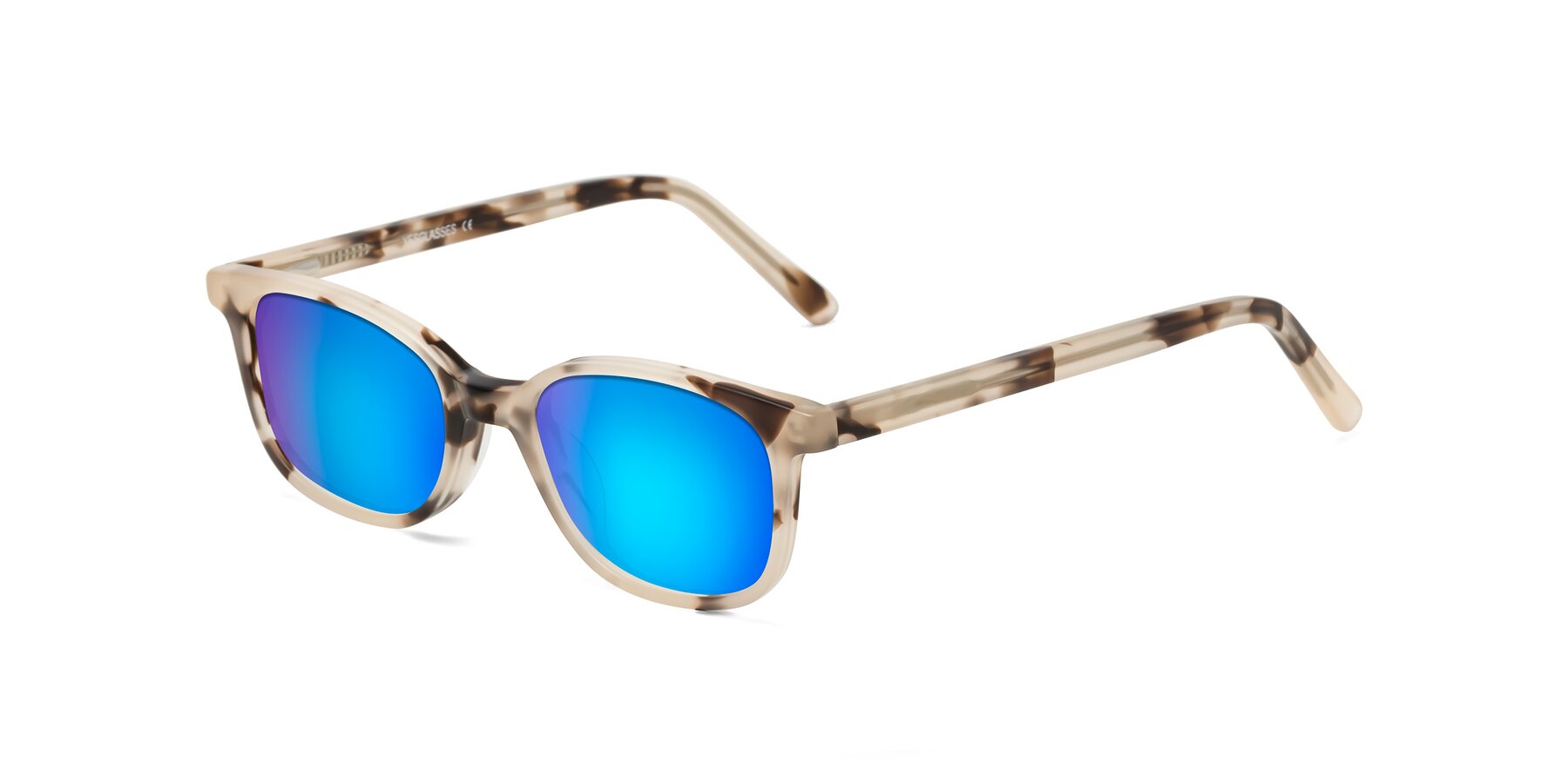 Angle of Jee in Ivory Tortoise with Blue Mirrored Lenses