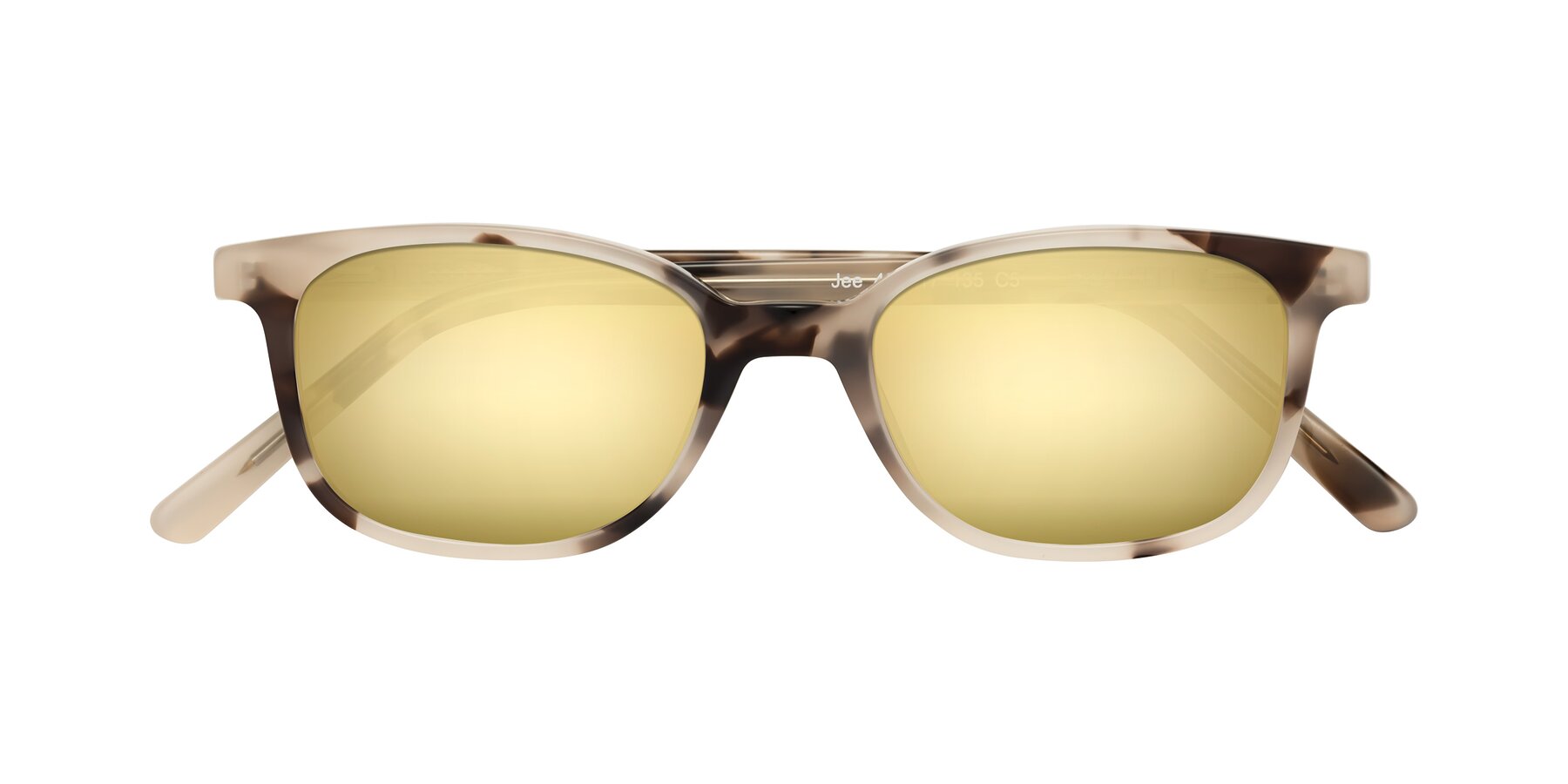 Folded Front of Jee in Ivory Tortoise with Gold Mirrored Lenses