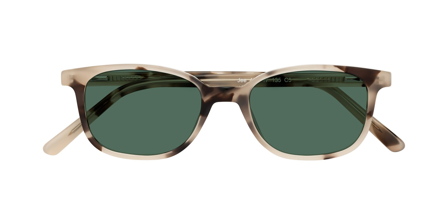 Folded Front of Jee in Ivory Tortoise with Green Polarized Lenses