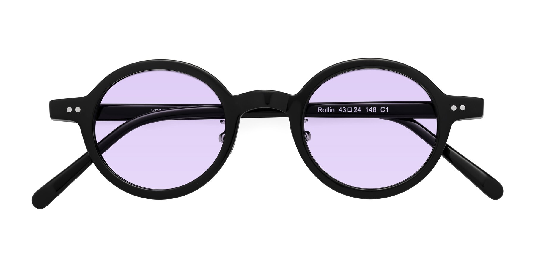 Folded Front of Rollin in Black with Light Purple Tinted Lenses