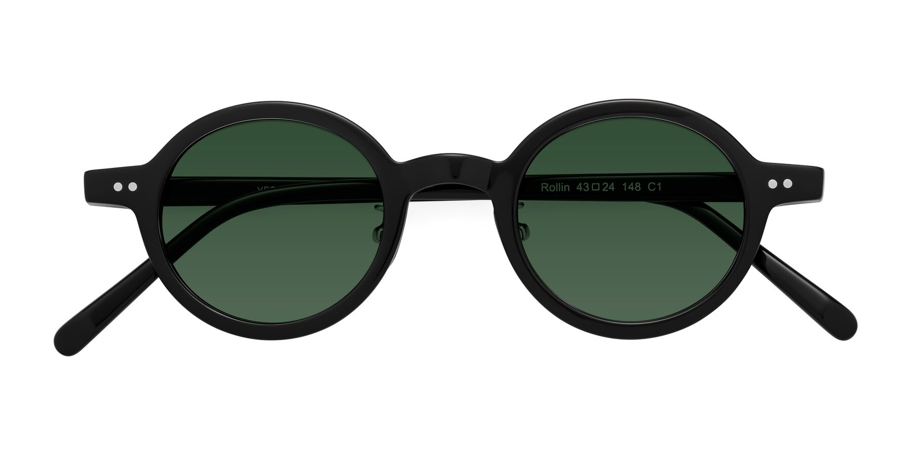 Folded Front of Rollin in Black with Green Tinted Lenses