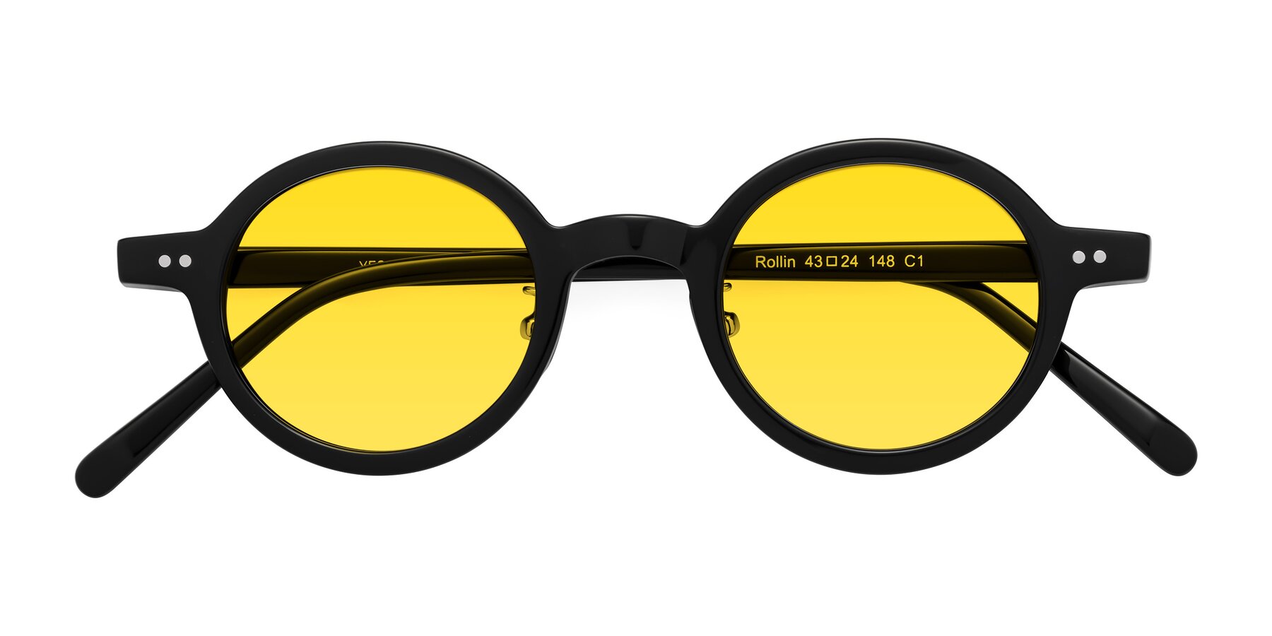 Folded Front of Rollin in Black with Yellow Tinted Lenses