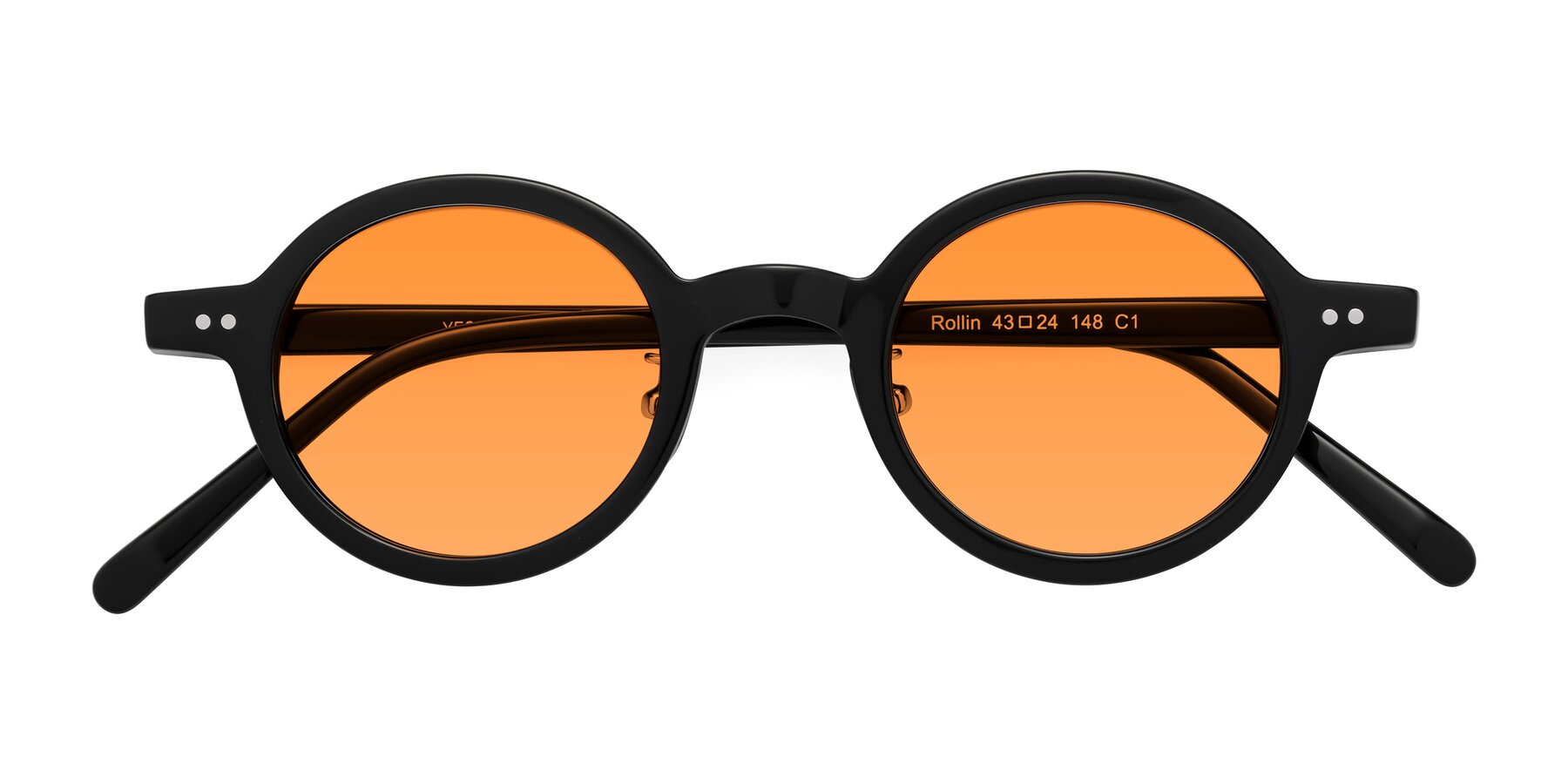 Folded Front of Rollin in Black with Orange Tinted Lenses