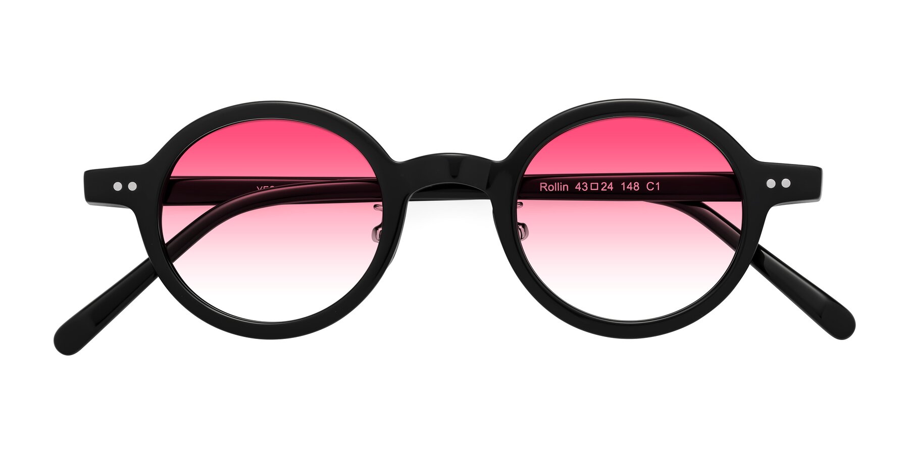 Folded Front of Rollin in Black with Pink Gradient Lenses