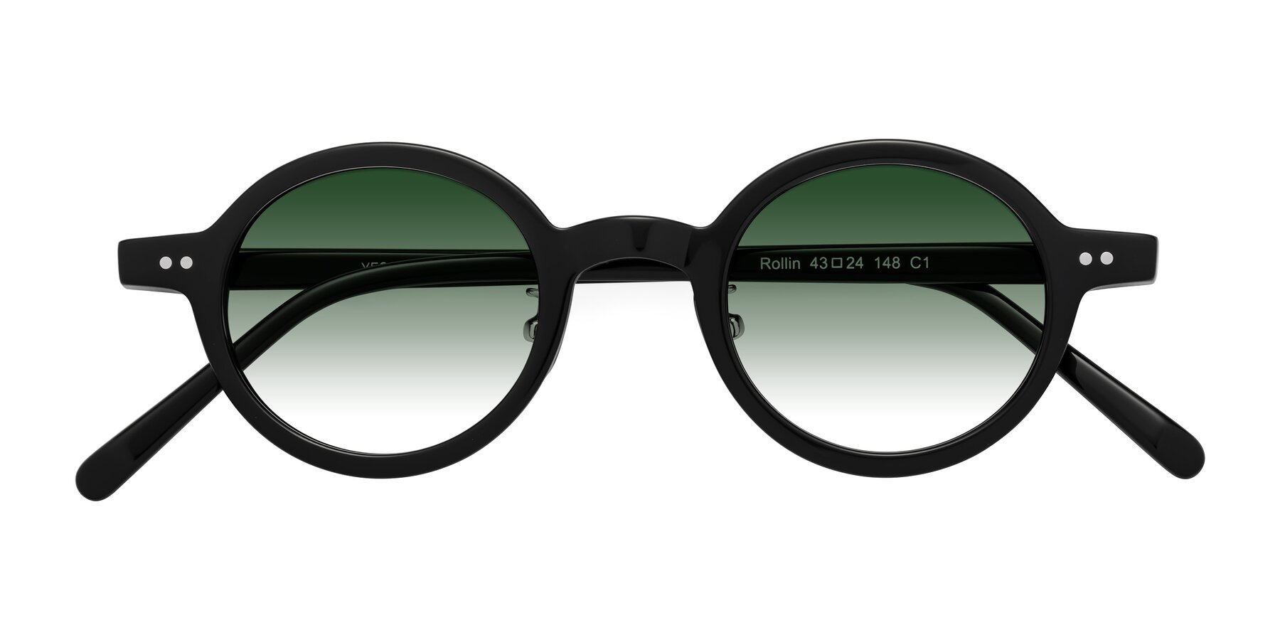 Folded Front of Rollin in Black with Green Gradient Lenses
