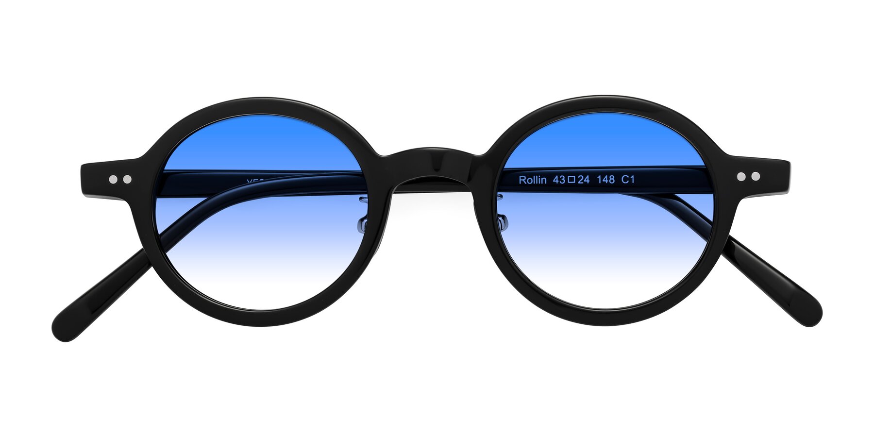 Folded Front of Rollin in Black with Blue Gradient Lenses