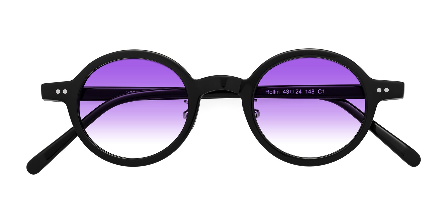 Folded Front of Rollin in Black with Purple Gradient Lenses