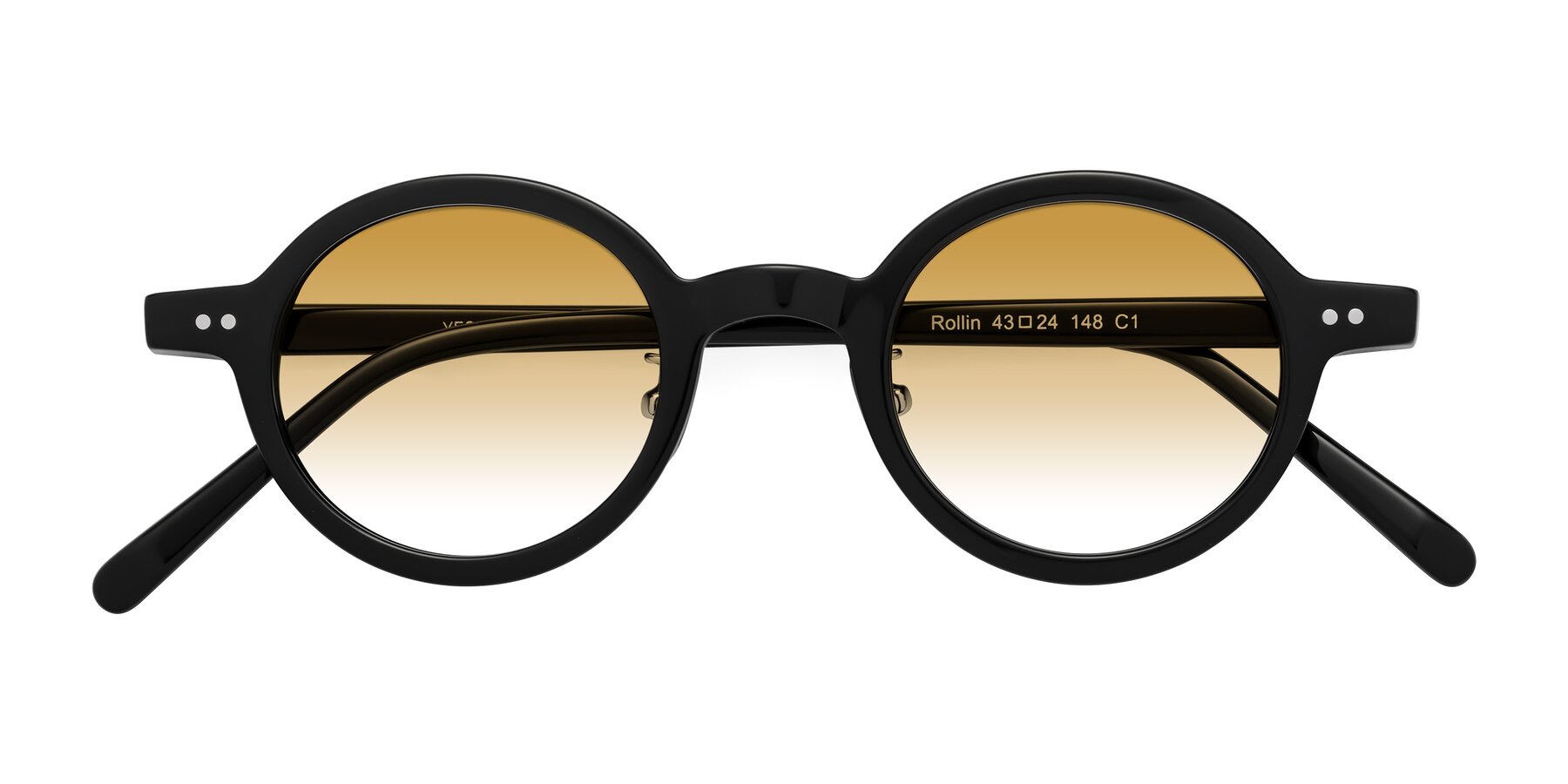 Folded Front of Rollin in Black with Champagne Gradient Lenses