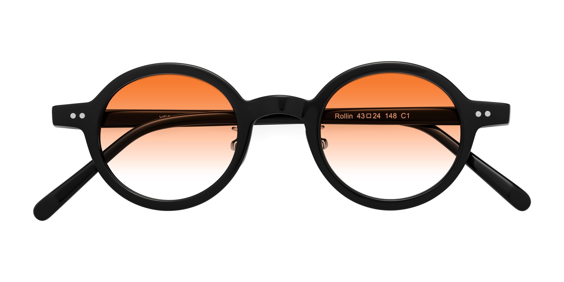 Folded Front of Rollin in Black with Orange Gradient Lenses