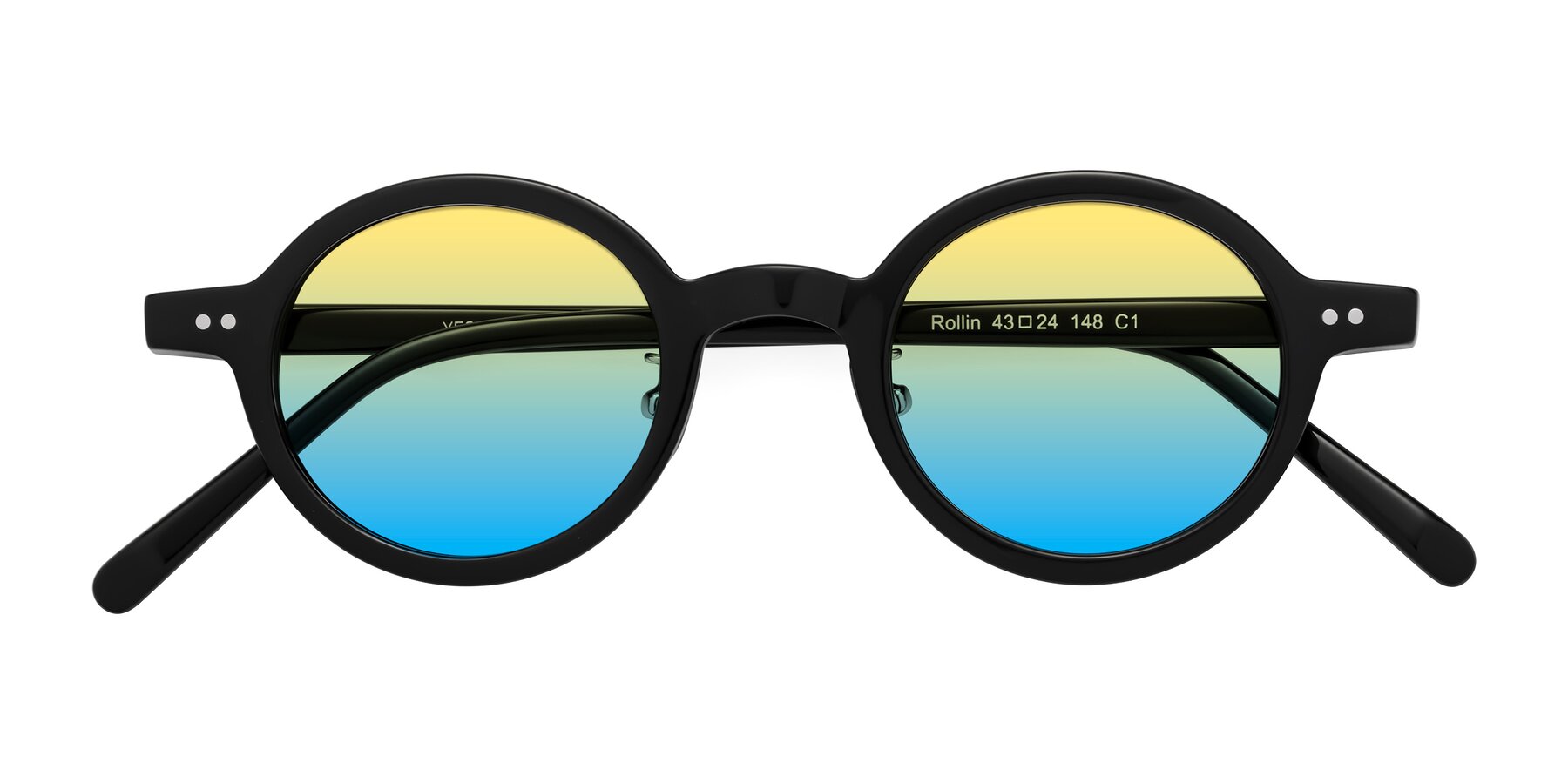 Folded Front of Rollin in Black with Yellow / Blue Gradient Lenses