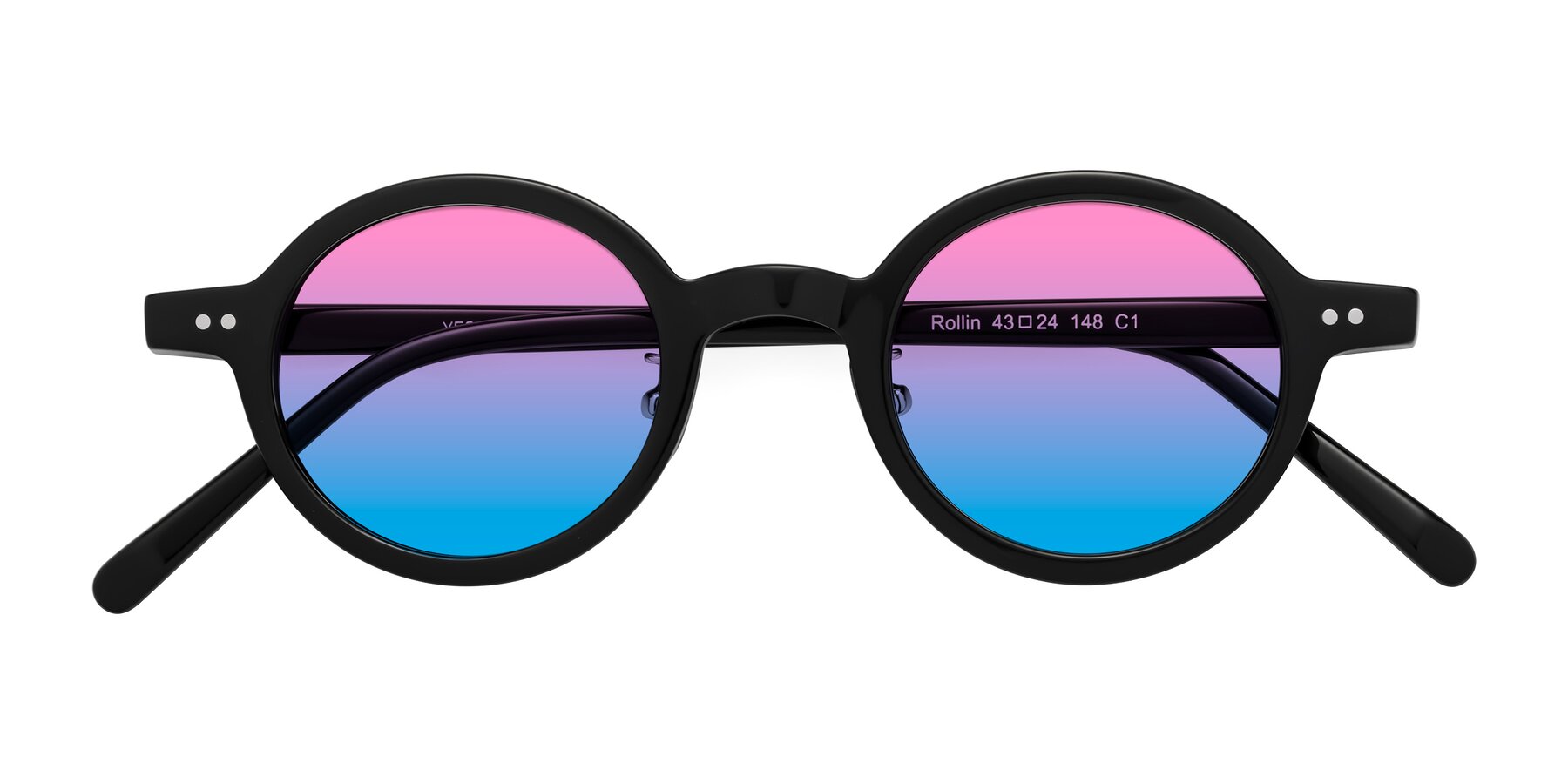 Folded Front of Rollin in Black with Pink / Blue Gradient Lenses