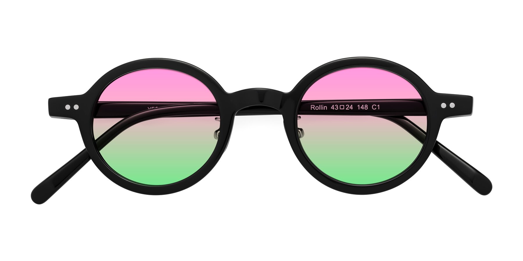 Folded Front of Rollin in Black with Pink / Green Gradient Lenses