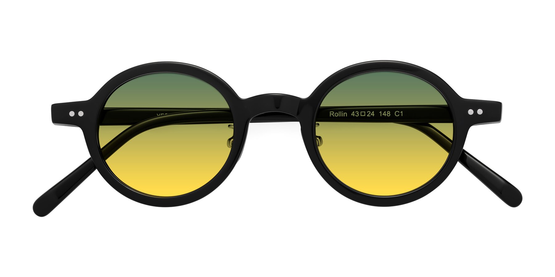 Folded Front of Rollin in Black with Green / Yellow Gradient Lenses
