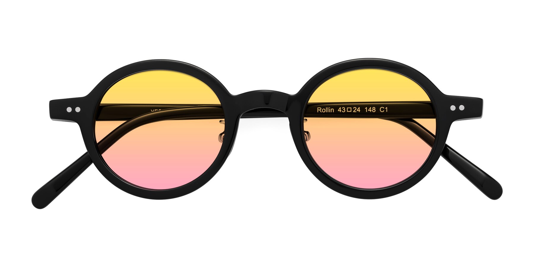 Folded Front of Rollin in Black with Yellow / Pink Gradient Lenses