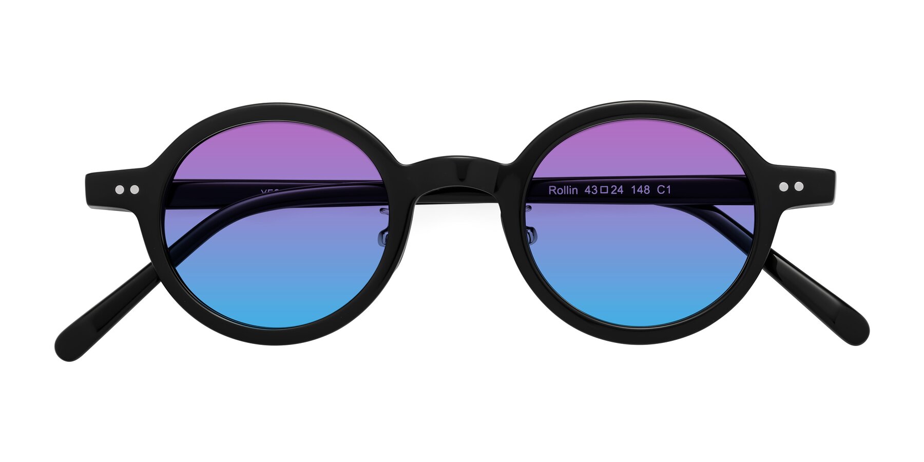 Folded Front of Rollin in Black with Purple / Blue Gradient Lenses
