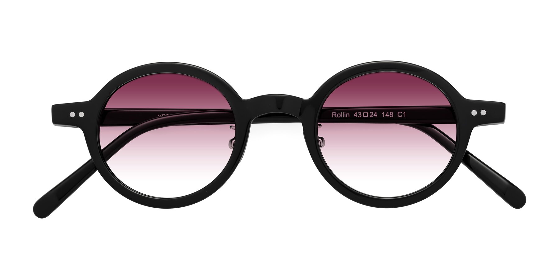 Folded Front of Rollin in Black with Wine Gradient Lenses