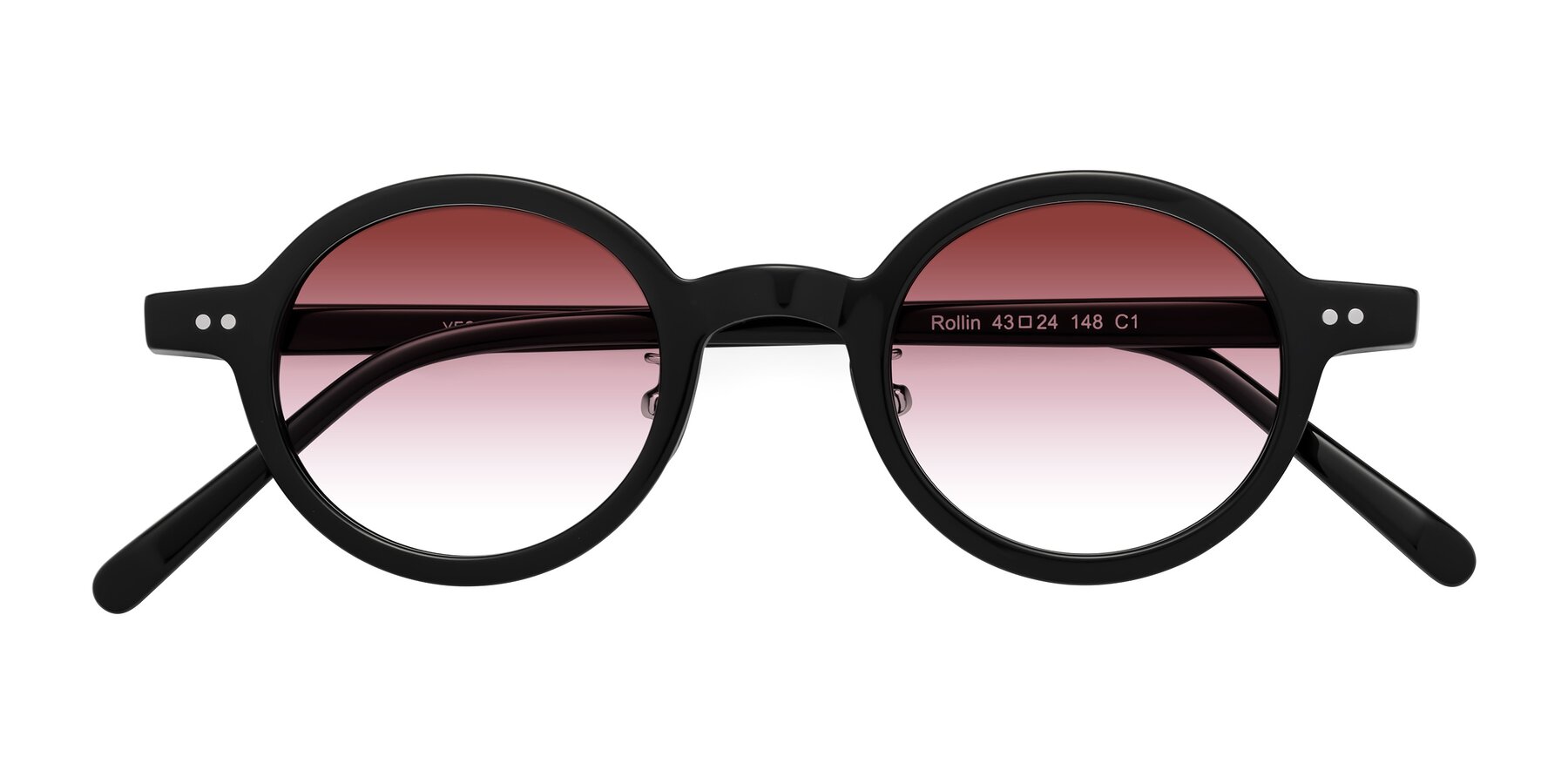 Folded Front of Rollin in Black with Garnet Gradient Lenses