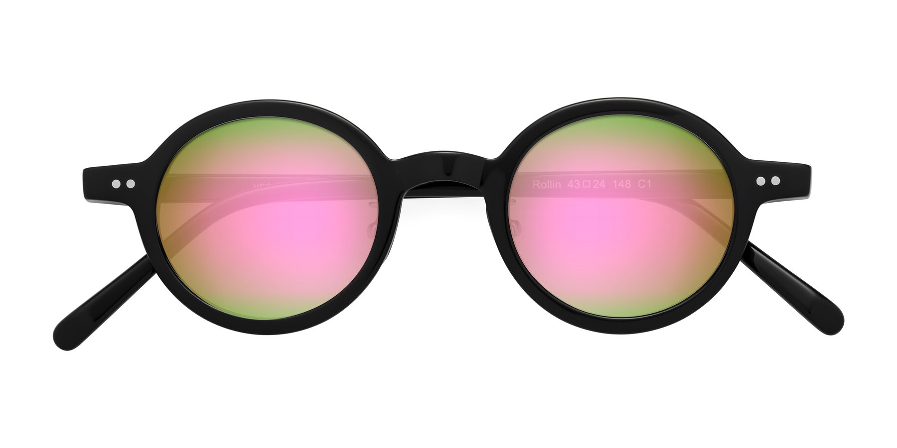Folded Front of Rollin in Black with Pink Mirrored Lenses