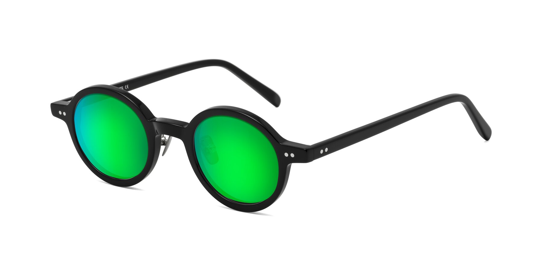 Angle of Rollin in Black with Green Mirrored Lenses