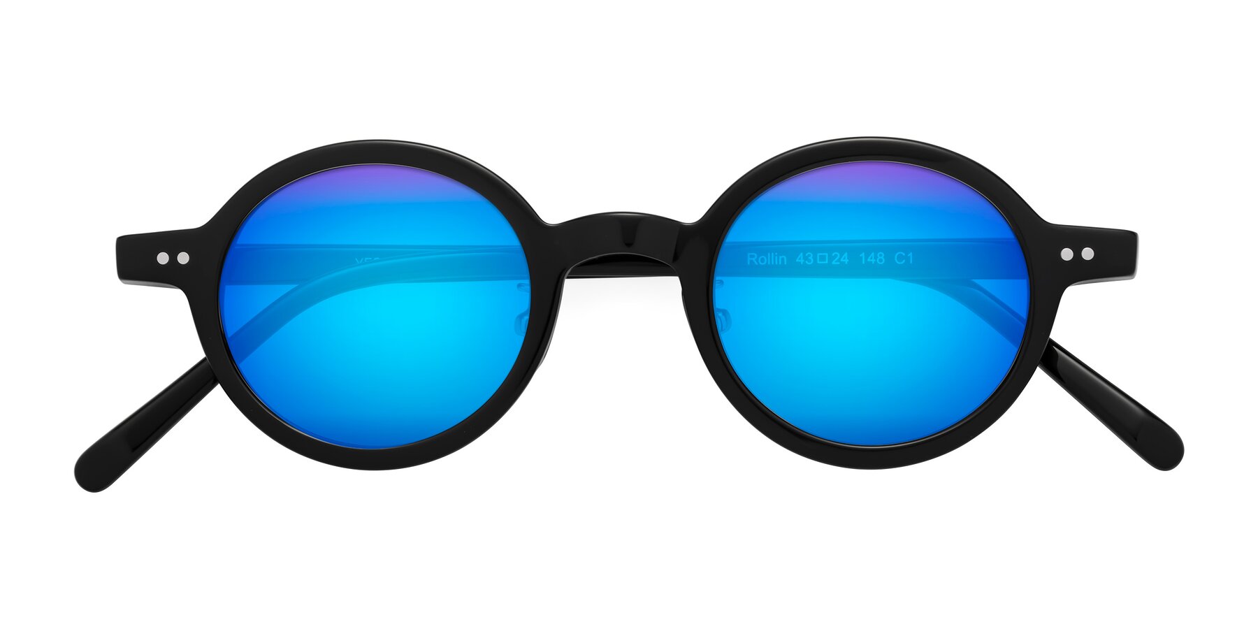 Folded Front of Rollin in Black with Blue Mirrored Lenses