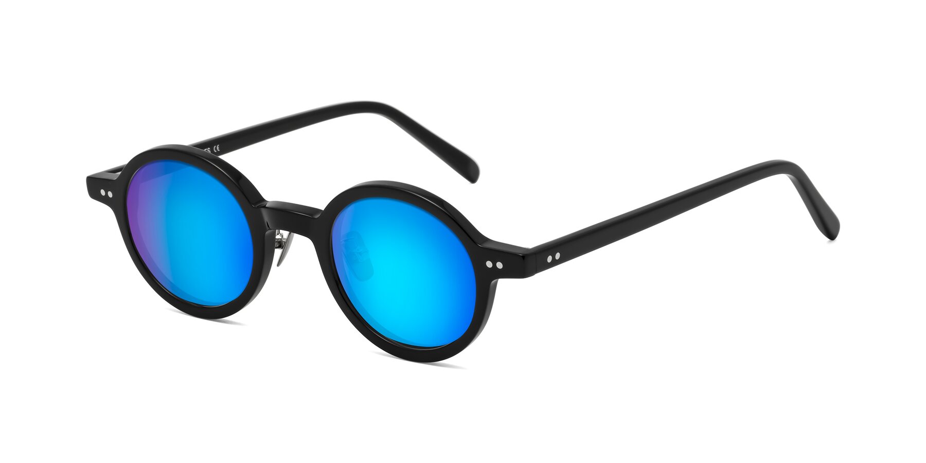 Angle of Rollin in Black with Blue Mirrored Lenses