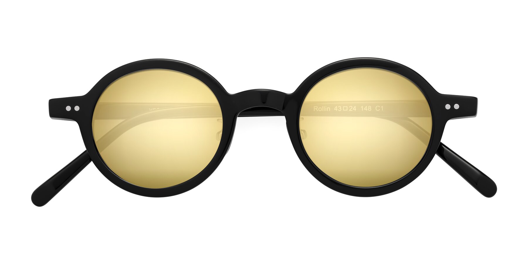 Folded Front of Rollin in Black with Gold Mirrored Lenses