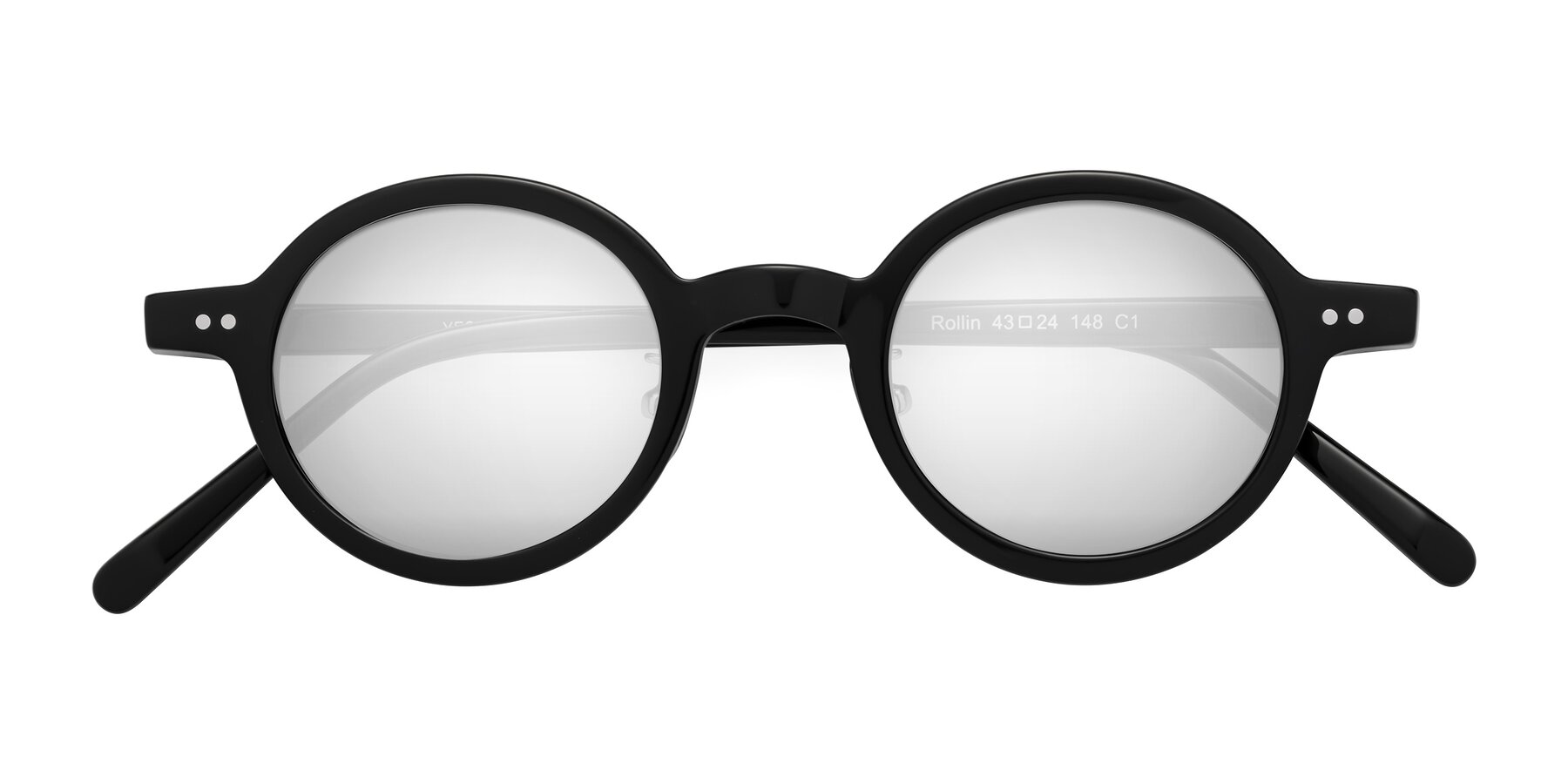 Folded Front of Rollin in Black with Silver Mirrored Lenses