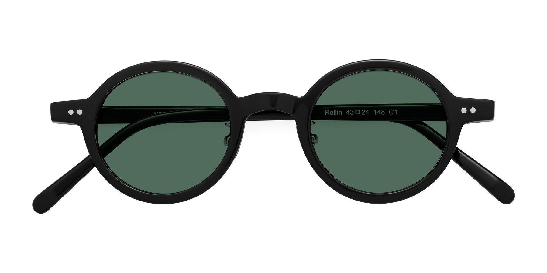 Folded Front of Rollin in Black with Green Polarized Lenses
