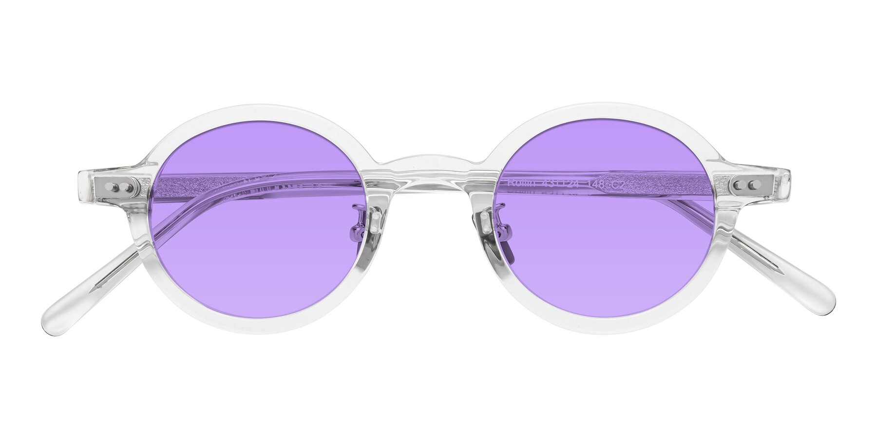Folded Front of Rollin in Clear with Medium Purple Tinted Lenses