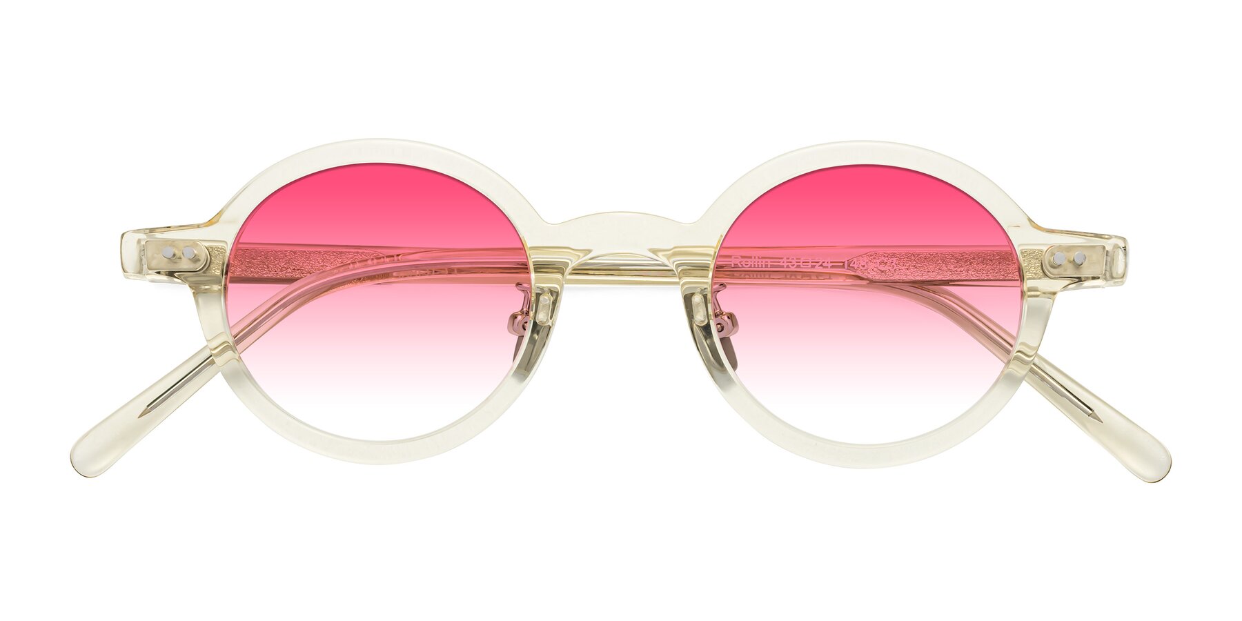 Folded Front of Rollin in Transparent Yellow with Pink Gradient Lenses