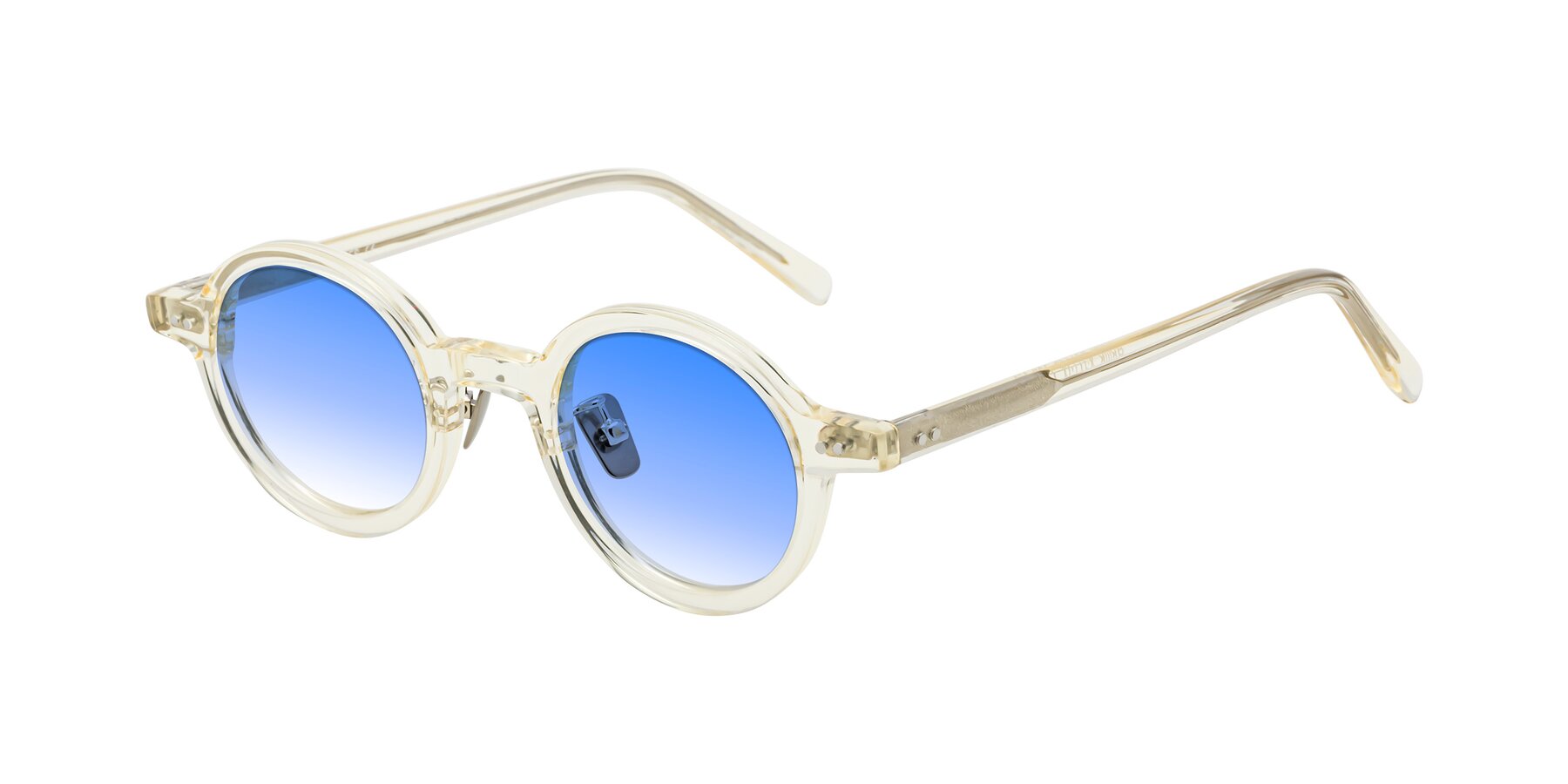 Angle of Rollin in Transparent Yellow with Blue Gradient Lenses