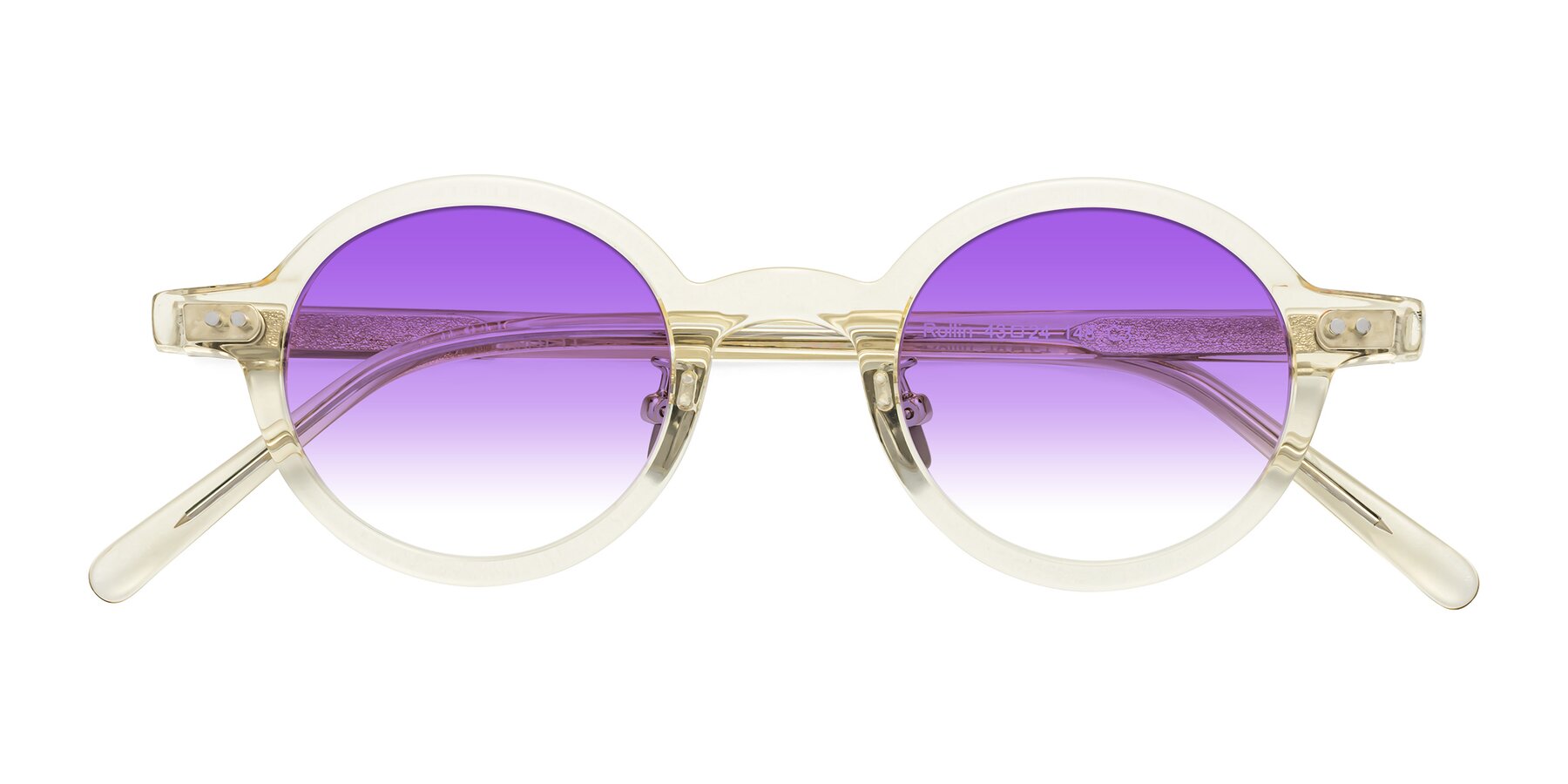 Folded Front of Rollin in Transparent Yellow with Purple Gradient Lenses