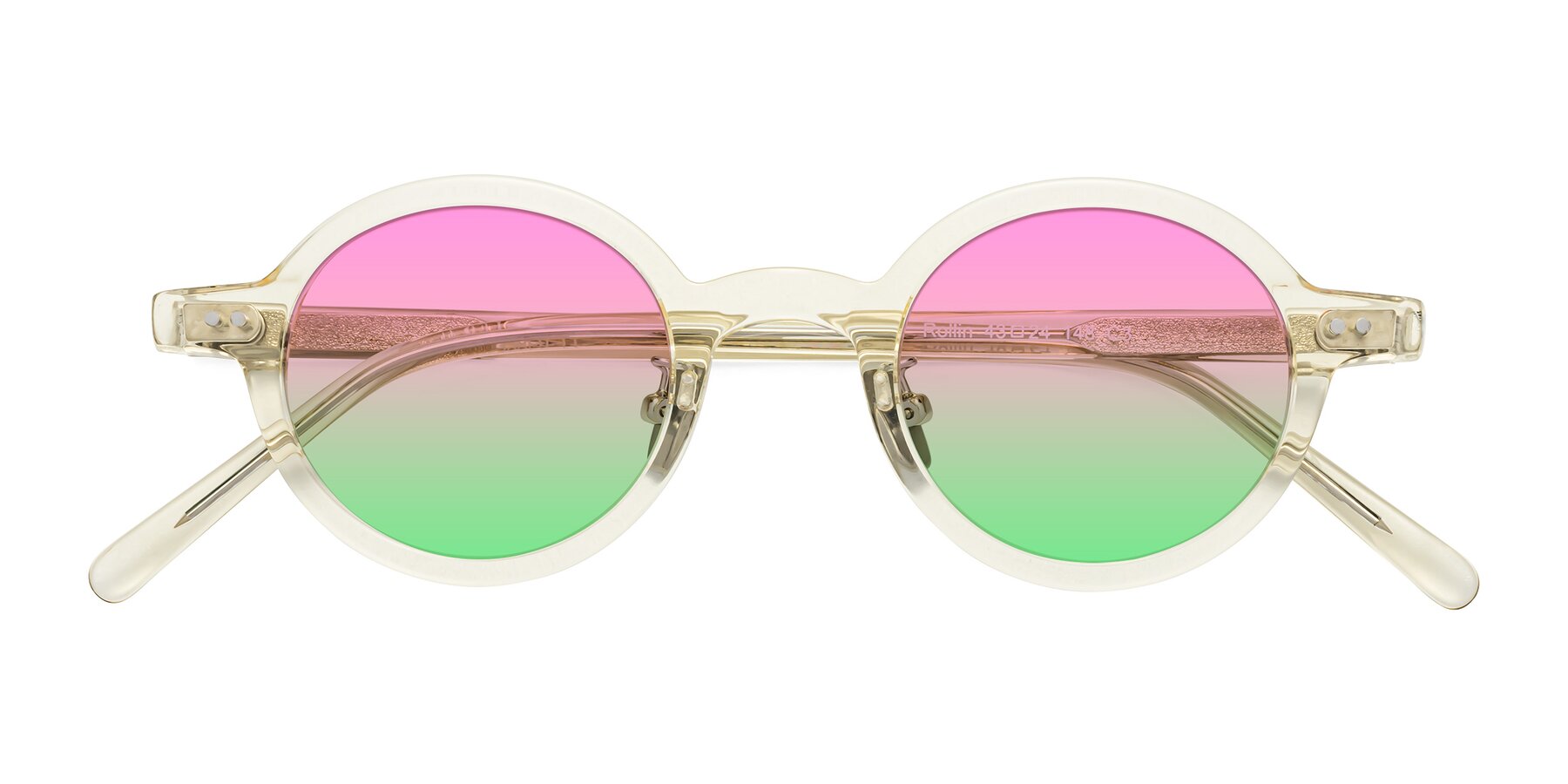 Folded Front of Rollin in Transparent Yellow with Pink / Green Gradient Lenses