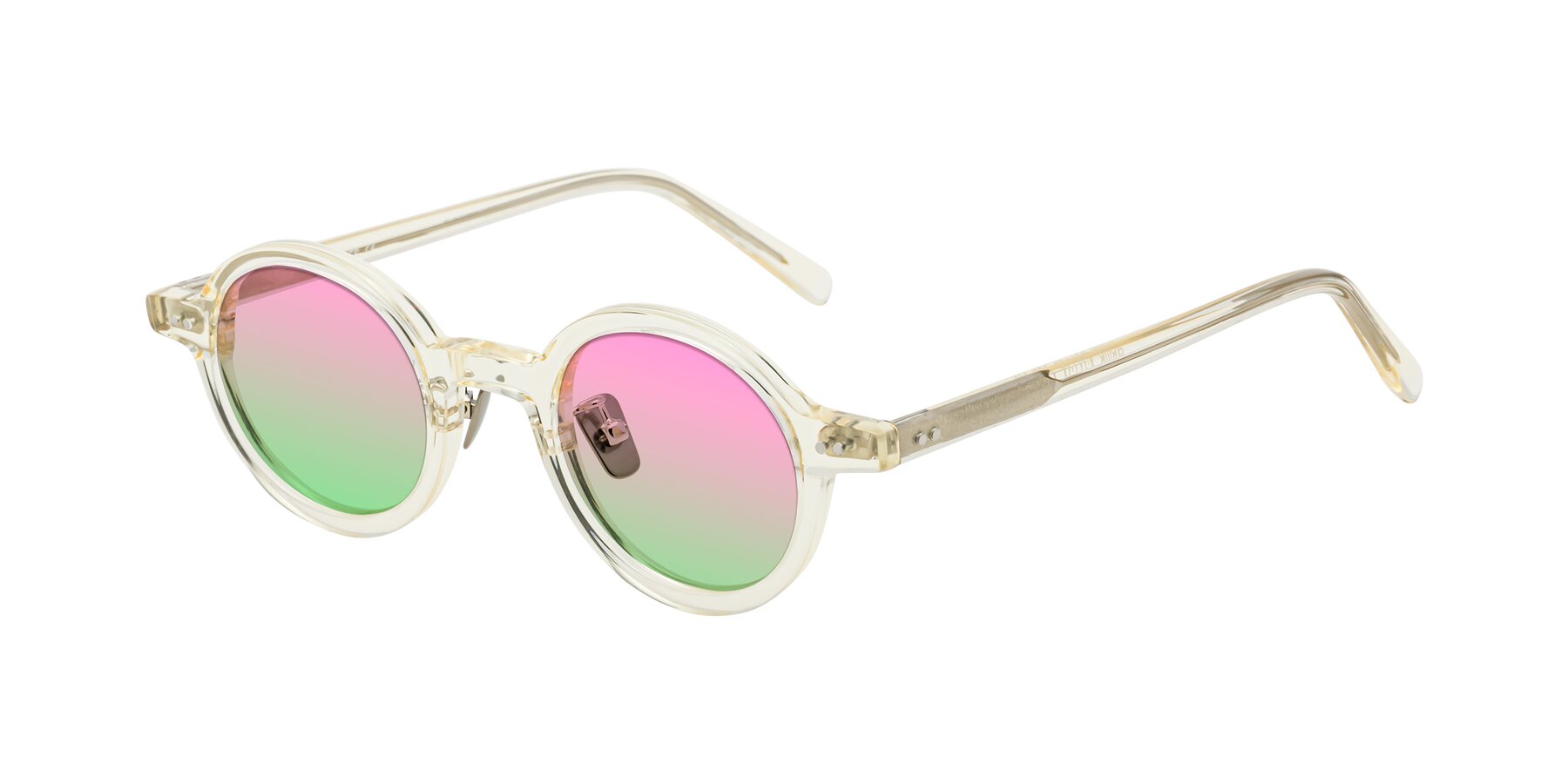 Angle of Rollin in Transparent Yellow with Pink / Green Gradient Lenses