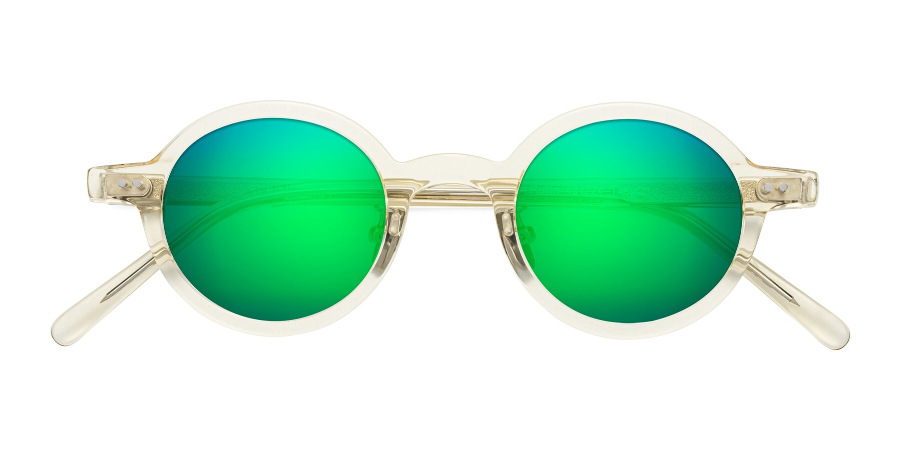 Folded Front of Rollin in Transparent Yellow with Green Mirrored Lenses