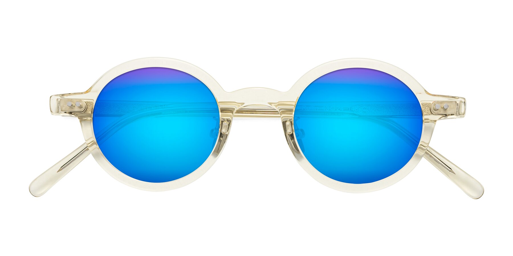 Folded Front of Rollin in Transparent Yellow with Blue Mirrored Lenses