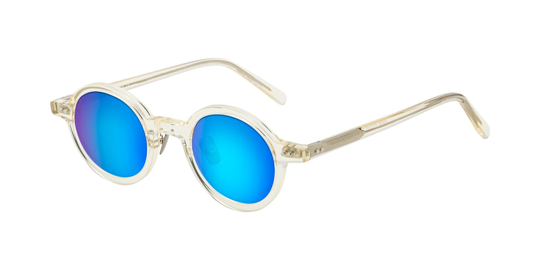 Angle of Rollin in Transparent Yellow with Blue Mirrored Lenses