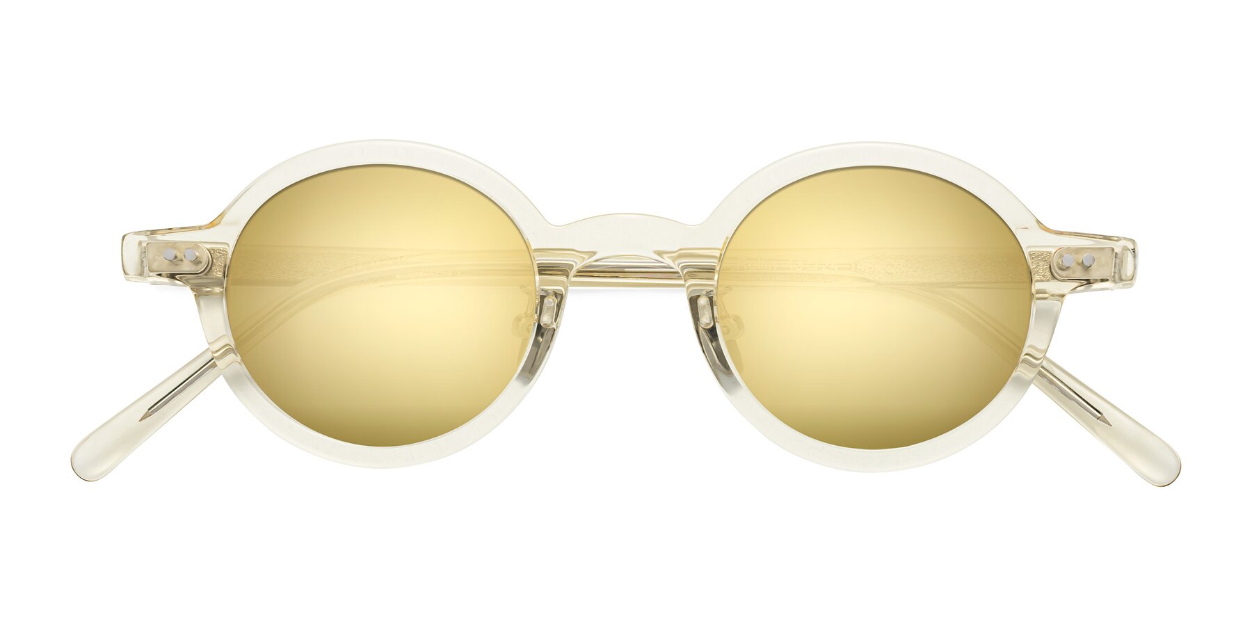 Folded Front of Rollin in Transparent Yellow with Gold Mirrored Lenses