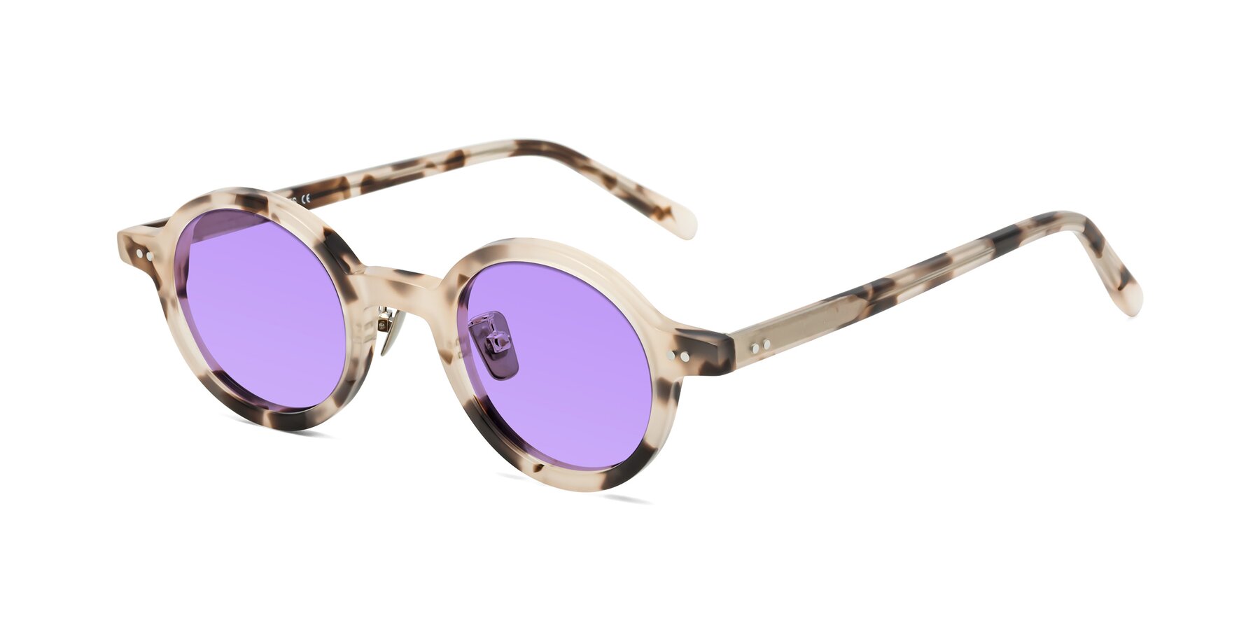 Angle of Rollin in Ivory Tortoise with Medium Purple Tinted Lenses