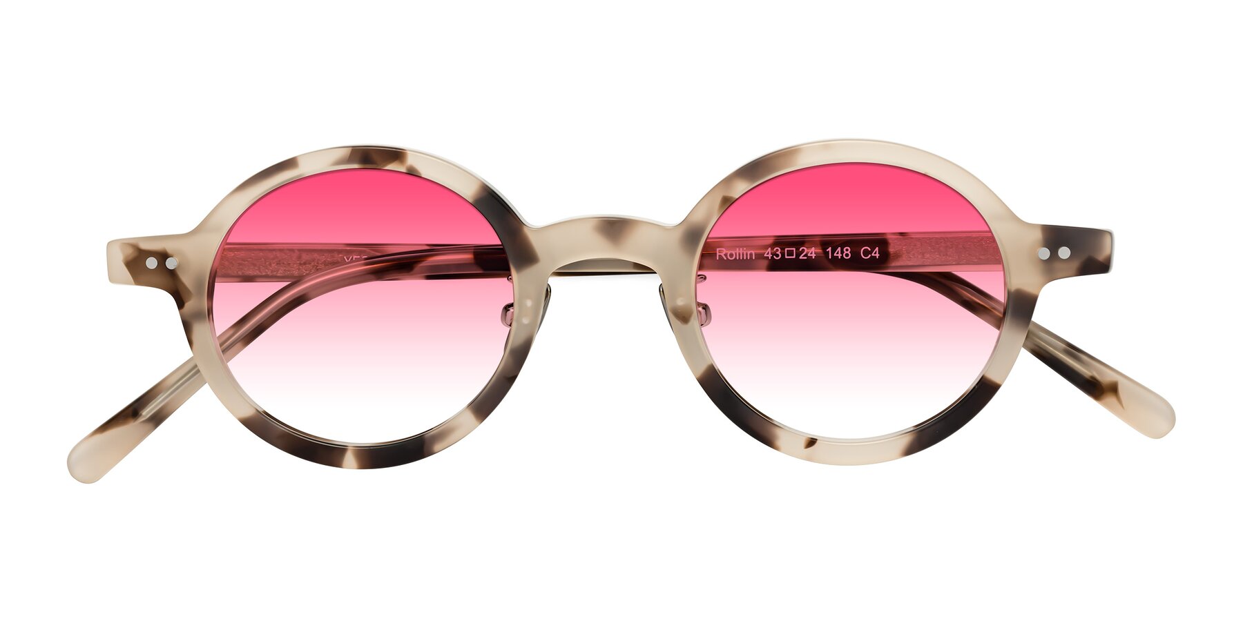 Folded Front of Rollin in Ivory Tortoise with Pink Gradient Lenses