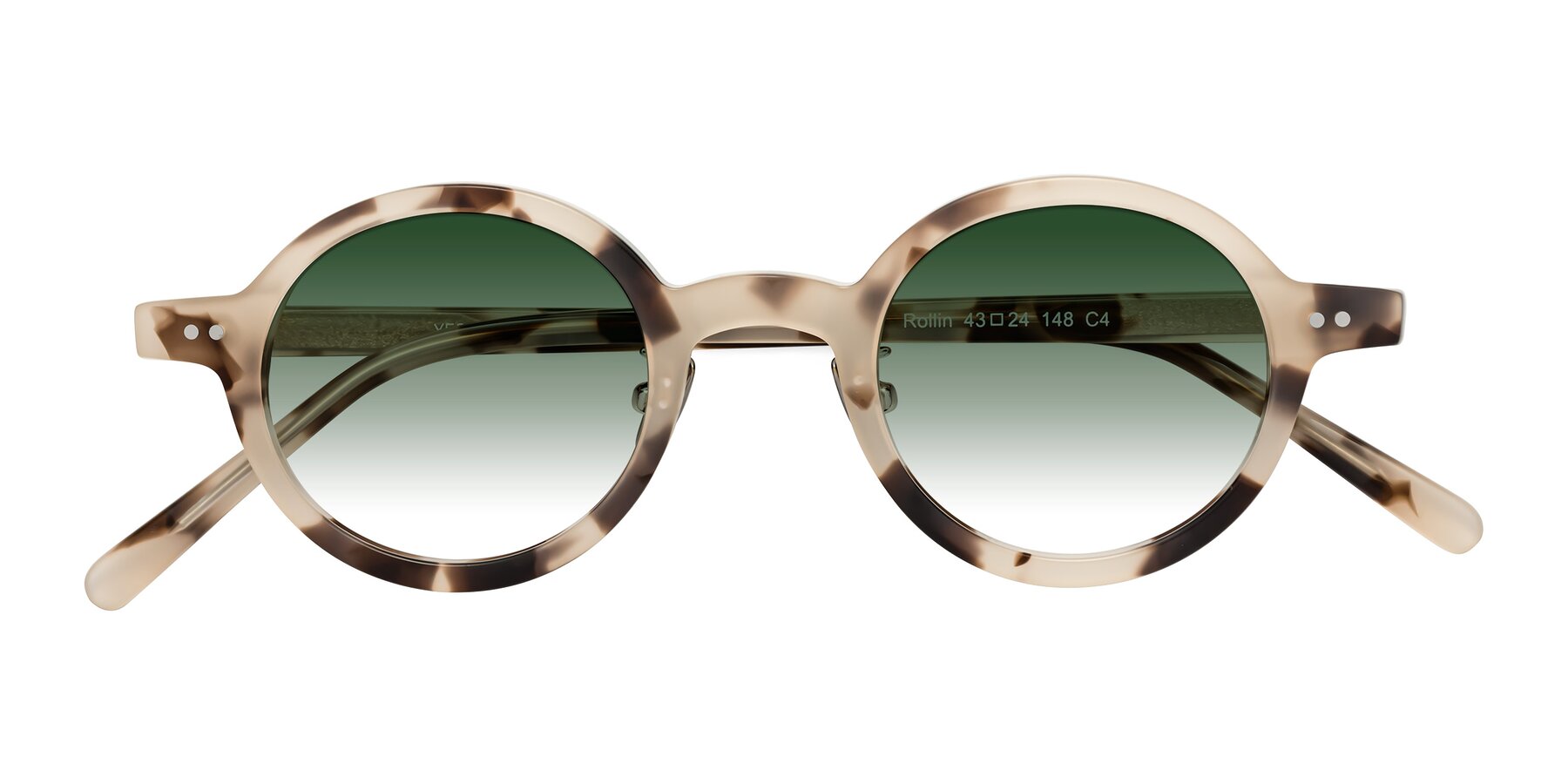 Folded Front of Rollin in Ivory Tortoise with Green Gradient Lenses