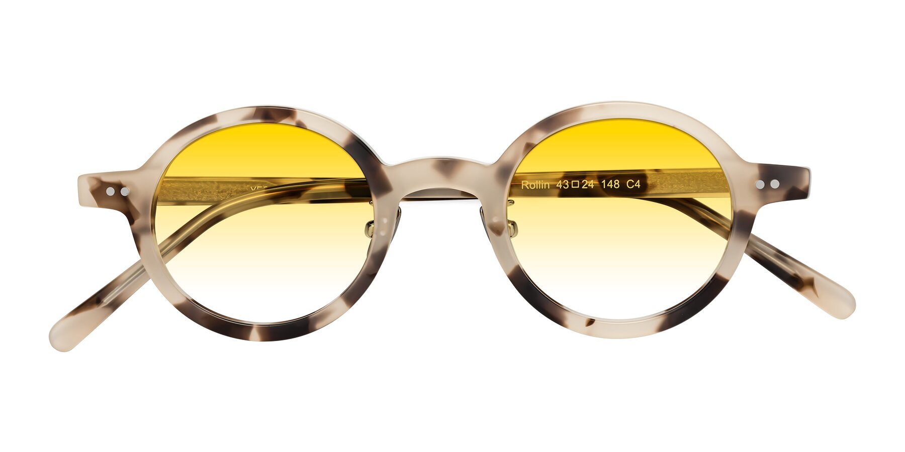 Folded Front of Rollin in Ivory Tortoise with Yellow Gradient Lenses